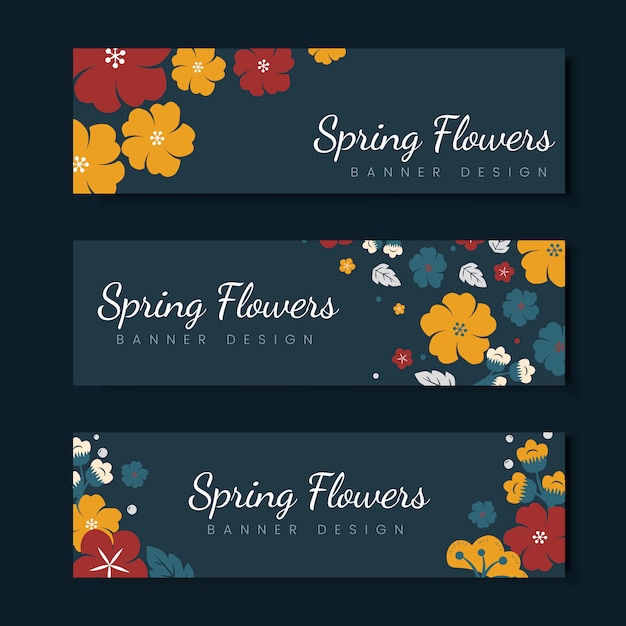 無料ベクター カラフルな花のカードのテンプレートセット