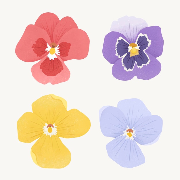 Colorful flower design element set