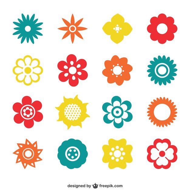 Free Vector colorful flower icons