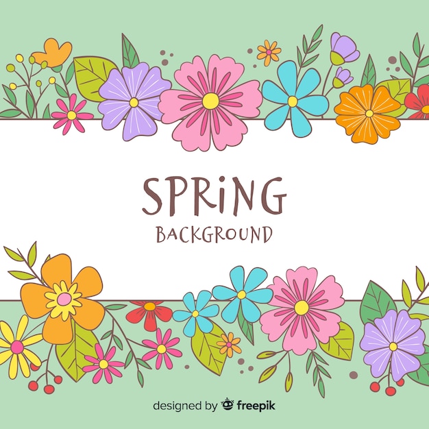 Free vector colorful flower line spring background