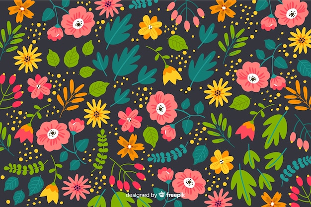 Free vector colorful flowers background flat design