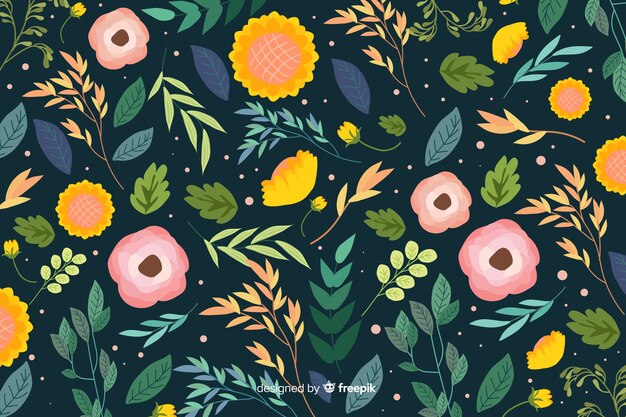 Colorful flowers background flat design