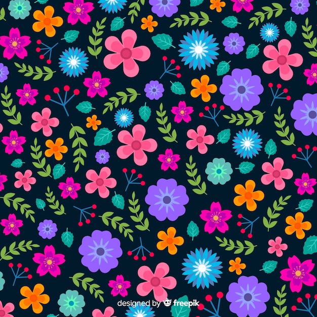 Colorful flowers background flat style