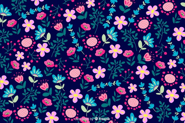 Colorful flowers background flat style