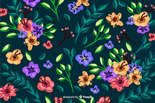 Colorful flowers background painted style