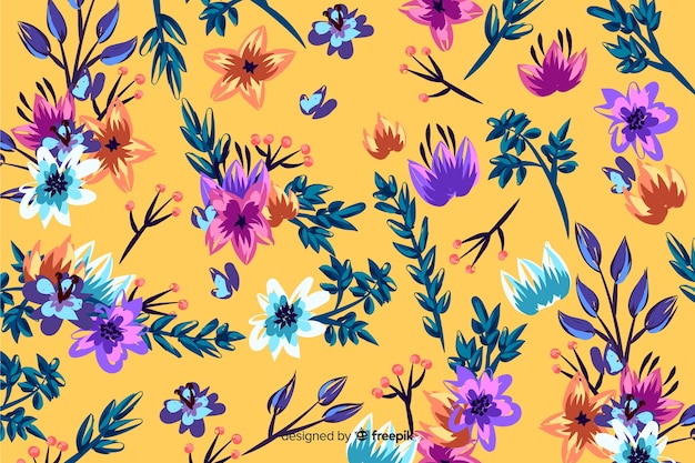 Colorful flowers background painted style