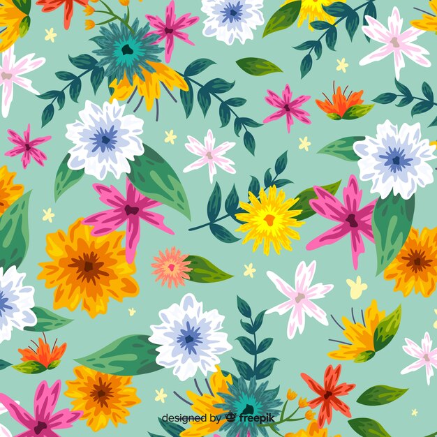 Colorful flowers background painted style