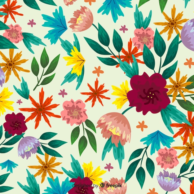 Colorful flowers background painted style