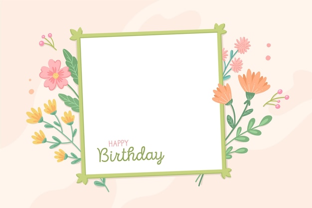 Colorful flowers birthday frame