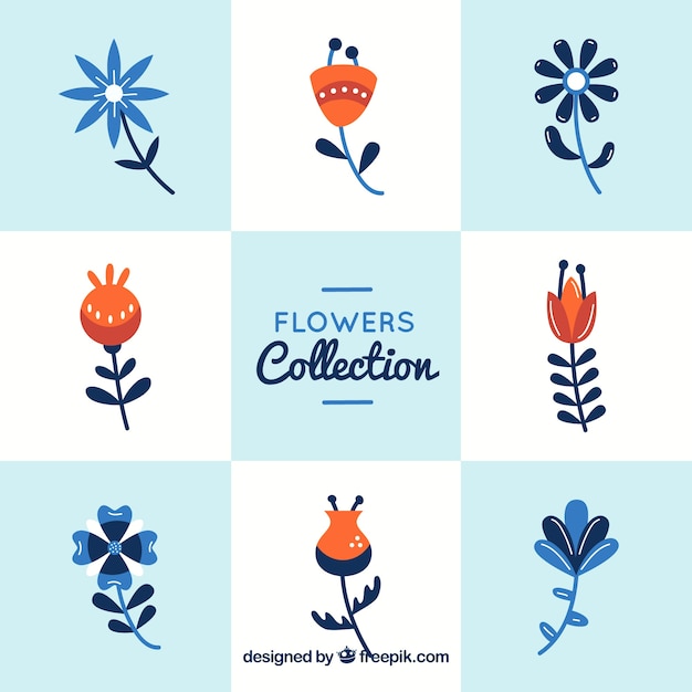 Free vector colorful flowers collection in flat style