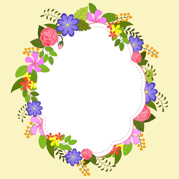 Colorful flowers decorated elegant frame design