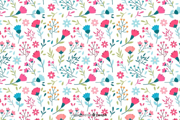 Colorful flowers decorative background flat style