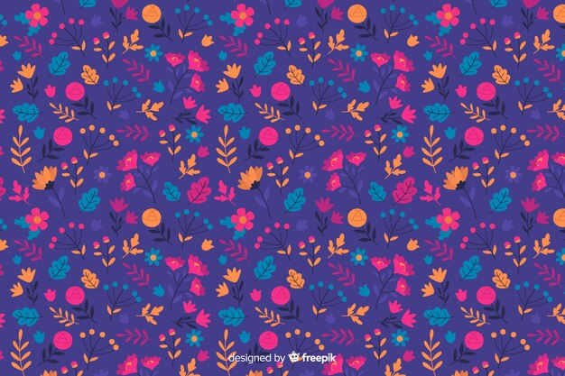Colorful flowers decorative background flat style