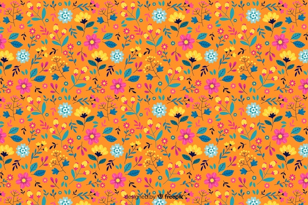 Colorful flowers decorative background flat style