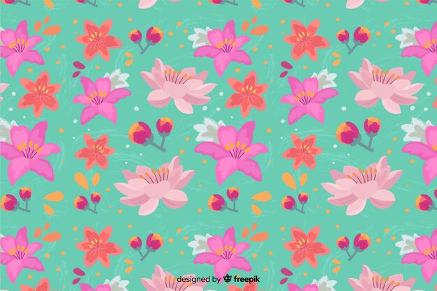 Colorful flowers decorative background flat style