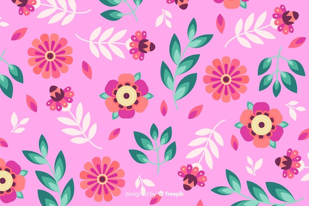 Colorful flowers decorative background flat style