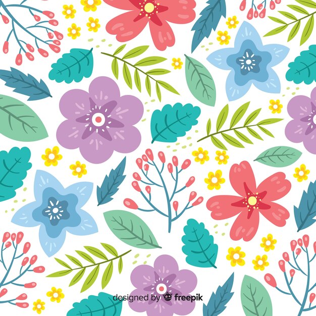 Colorful flowers decorative background flat style