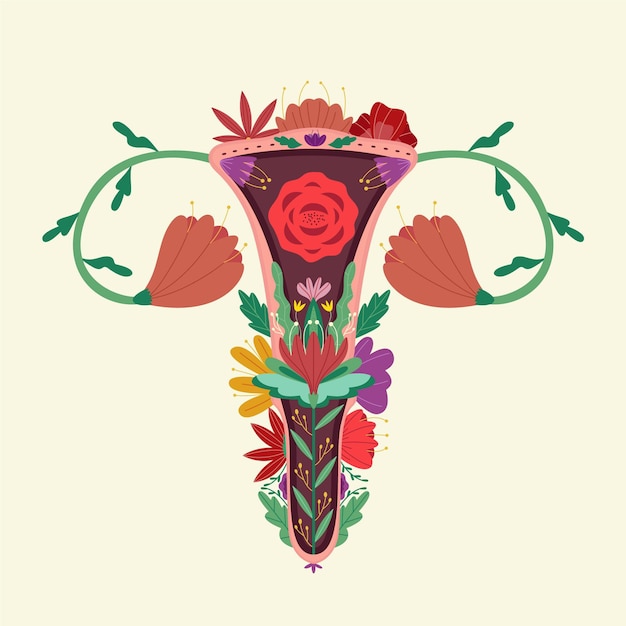 Free vector colorful flowers female reproductive system