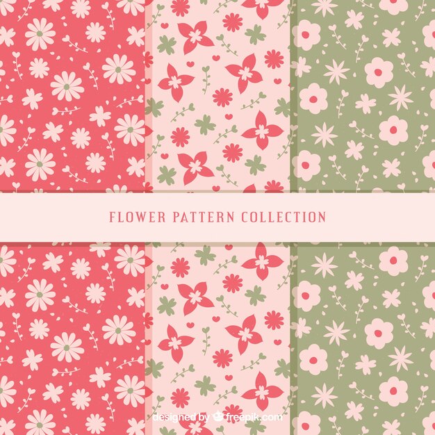 Free vector colorful flowers patterns collection in flat style