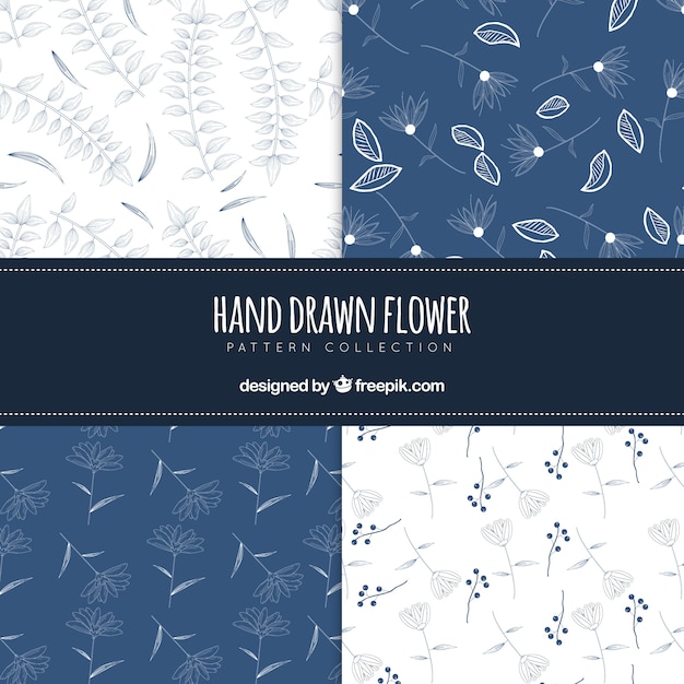 Free vector colorful flowers patterns collection