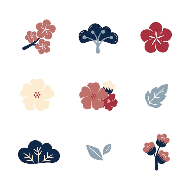 Free vector colorful flowers set