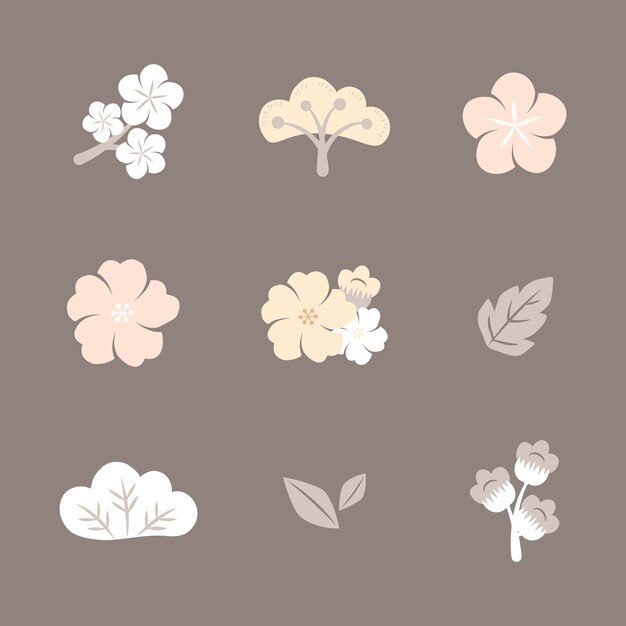 Free Vector colorful flowers set