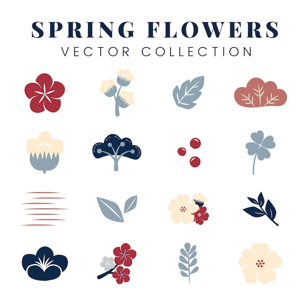 Free vector colorful flowers set