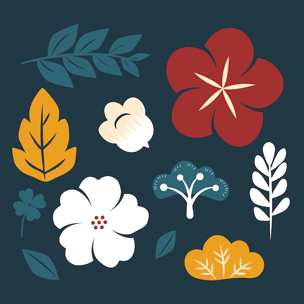 Free Vector colorful flowers set