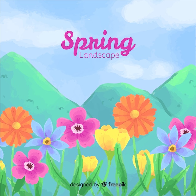 Free vector colorful flowers spring background