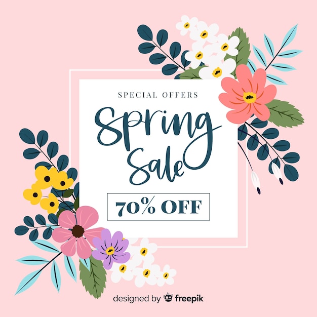Colorful flowers spring sale background