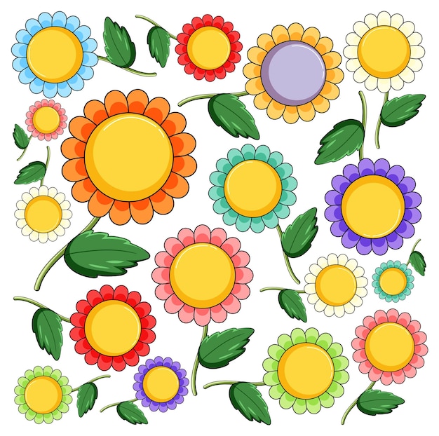 Free vector colorful flowers on white background