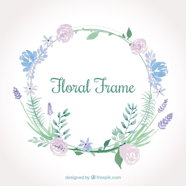 Colorful flroal frame with flat design