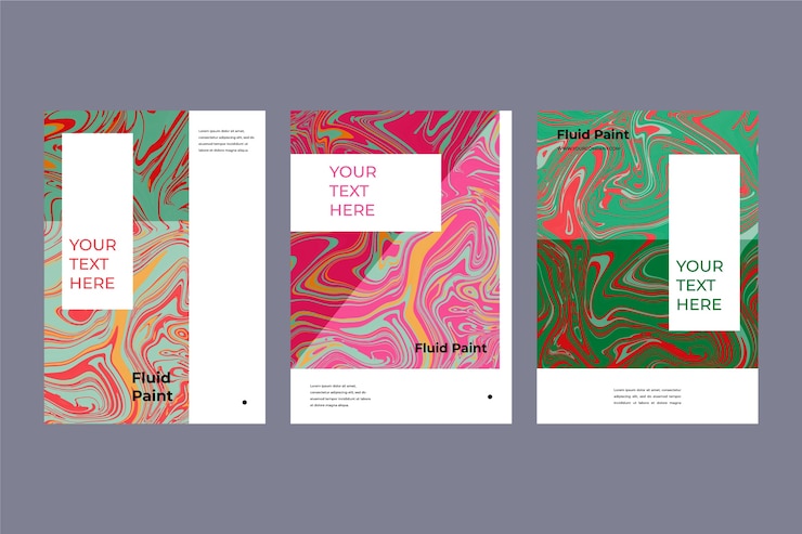Free Vector colorful fluid effect poster template collection