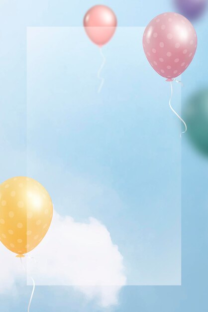 Colorful flying balloons frame design vector