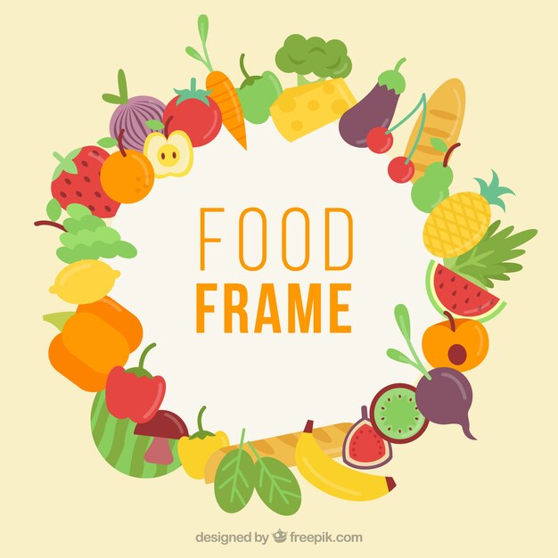 Free vector colorful food frame with flat design