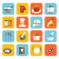 Free vector colorful food icons