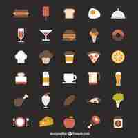 Free vector colorful food icons