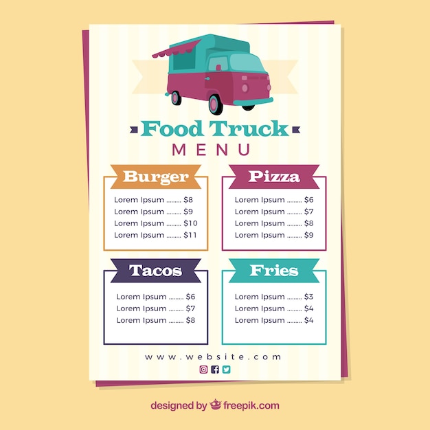 Food Truck Menu Design Vector Free Download