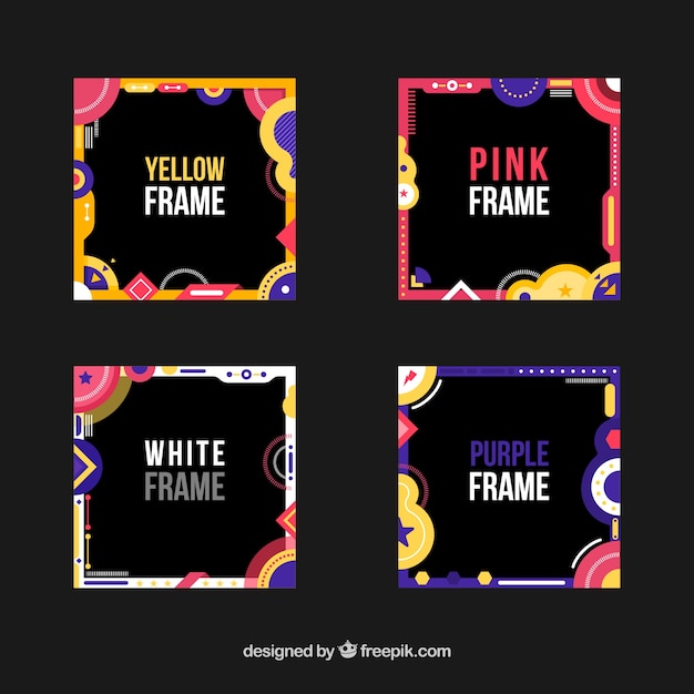 Free vector colorful frame collection with flat design