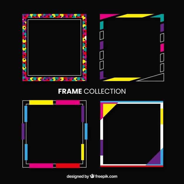 Colorful frame collection with flat design