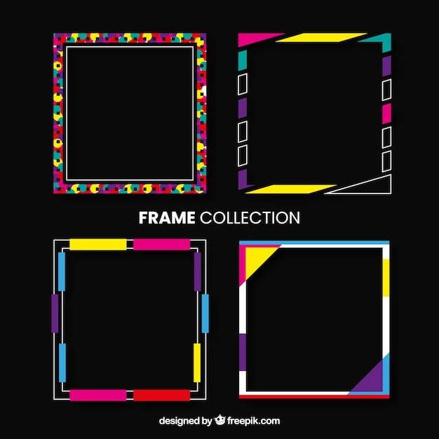 Colorful frame collection with flat design