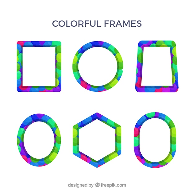 Colorful frame collection with flat design
