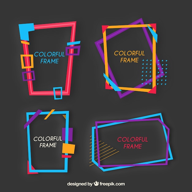 Free vector colorful frame collection with geometric shapes