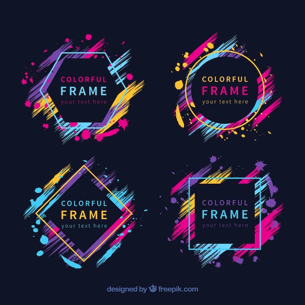 Free vector colorful frame collection with geometric shapes