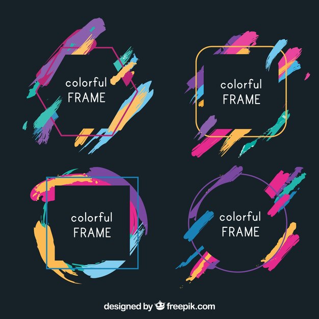 Free vector colorful frame collection with geometric shapes