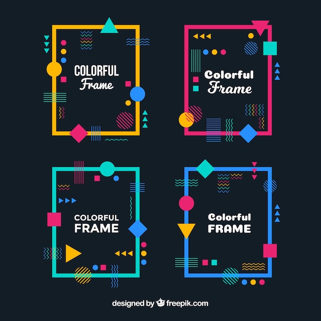 Free vector colorful frame collection with geometric shapes