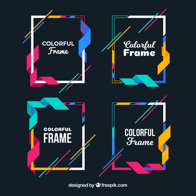 Colorful frame collection with geometric shapes