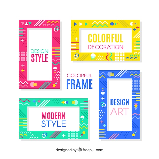 Free vector colorful frame collection with geometric shapes