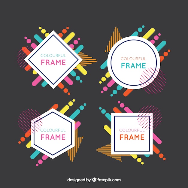 Free vector colorful frame collection with geometric style