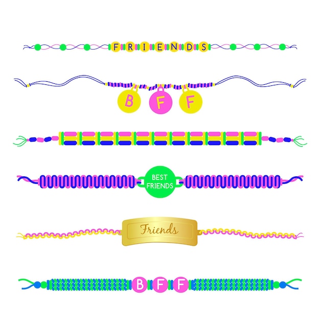 Vettore gratuito collezione di banda colorata dell'amicizia